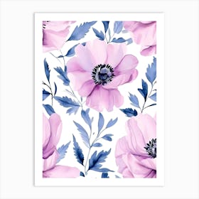 Watercolor Flowers Seamless Pattern 4 Art Print