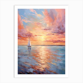 Sailboat At Sunset 21 Art Print