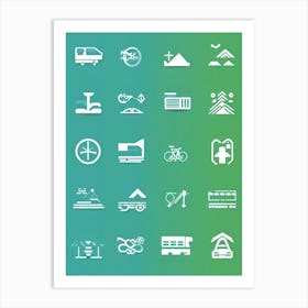 White Icons Set Art Print