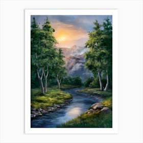 Sunset By The River 4 Art Print