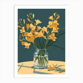 Freesia Flowers On A Table   Contemporary Illustration 3 Art Print