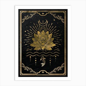 Gold Mystical Tarot: Lotus flower Art Print