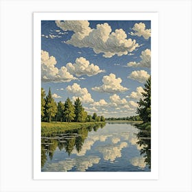 Clouds Reflected In A River Art Print