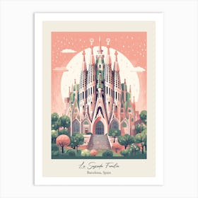 La Sagrada Familia   Barcelona, Spain   Cute Botanical Illustration Travel 2 Poster Art Print