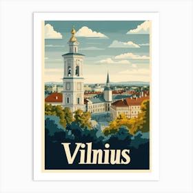 Aihrgdesign A Classic 1960s Travel Poster For Vilnius Art Print