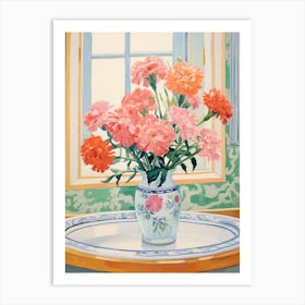 A Vase With Carnation, Flower Bouquet 3 Art Print