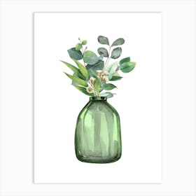 Eucalyptus Leaf Vase Green Print Art Print