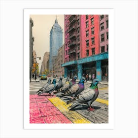 Pigeons On The Street 3 Art Print