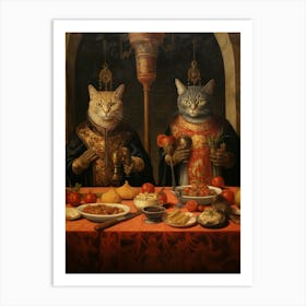Portrait Of Two Regal Cats  Art Print
