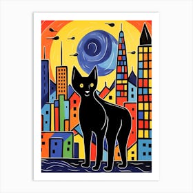 Frankfurt, Germany Skyline With A Cat 2 Art Print