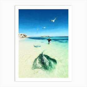 Stingray Beach Art Print