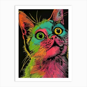 Psychedelic Cat Art Print