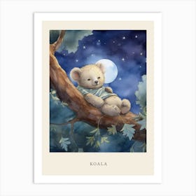 Baby Koala 3 Sleeping In The Clouds Nursery Poster Art Print