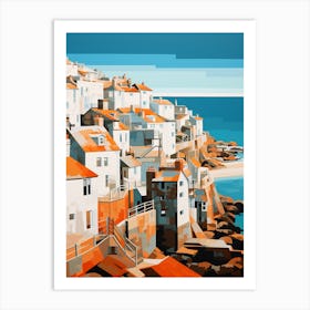 Abstract Illustration Of St Ives Bay Cornwall Orange Hues 2 Art Print