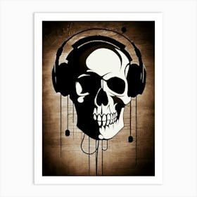 Skull With Headphones 104 Art Print