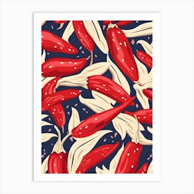 Red Chili Peppers Seamless Pattern Art Print