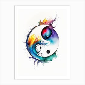 Ying Yang Symbol Watercolour Art Print