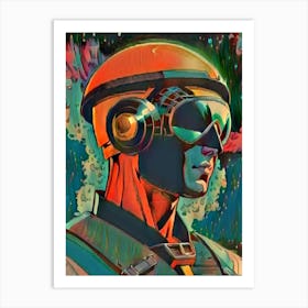 Man In A Helmet Art Print