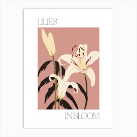 Lilies In Bloom Flowers Bold Illustration 1 Art Print