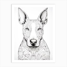 Boston Terrier Dog, Line Drawing 5 Art Print