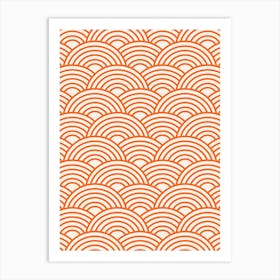 Japanese Seigaiha Wave Orange Art Print