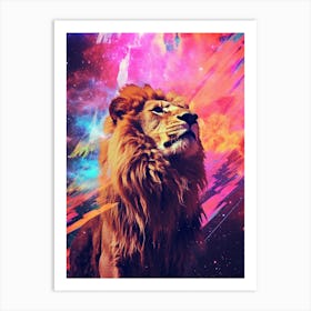 Lion Zodiac Retro Collage 2 Art Print