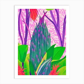 Dragonfruit 1 Risograph Retro Poster Fruit Art Print