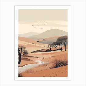 Peak District National Park England 3 Hiking Trail Landscape Art Print