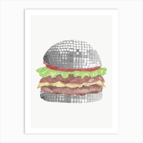 Glitter Disco Ball Burger Print Art Print