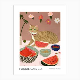 Foodie Cats Co Cat And Watermelon 2 Art Print