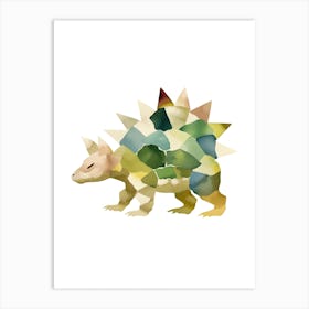 Baby Allosaurus Stegosaurus Watercolour Illustration 1 Art Print