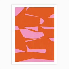 Bright Bold Pink And Orange Abstract Geometric Design Art Print