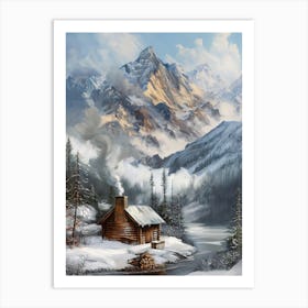 Cabin In The Mountains 3 Art Print