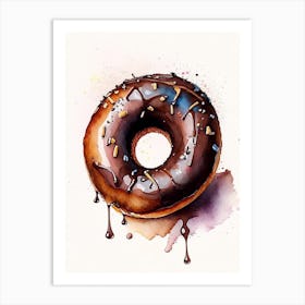 Chocolate Donut Cute Neon 2 Art Print