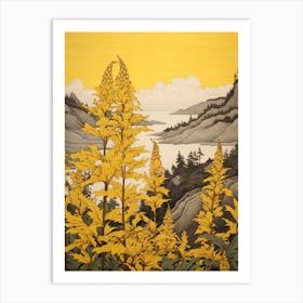 Nokanzou Goldenrod Japanese Botanical Illustration Art Print