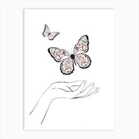 Holding Butterflies Art Print