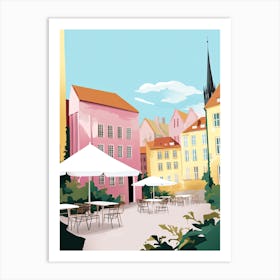 Lund, Sweden, Flat Pastels Tones Illustration 2 Art Print