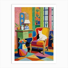 Cat In A Chair Style Henri Matisse Art Print