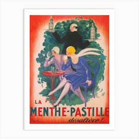 La Menthe Pastille, Women At Cafe, Vintage Poster Art Print