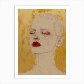 'A Woman With Red Lips' Art Print