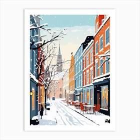 Retro Winter Illustration Copenhagen Denmark 2 Art Print