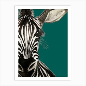 Zebra teal watercolour illustration wildlife Poster