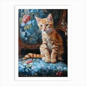 Cat Sat On A Blue Throne Rococo Inspired 2 Art Print