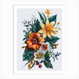 Flowers And Leaves 1 Art Print