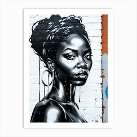 Graffiti Mural Of Beautiful Black Woman 302 Art Print