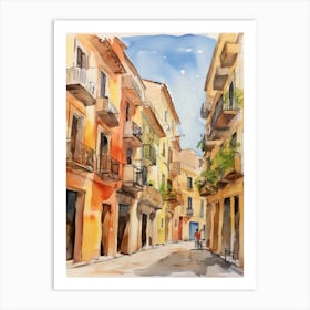 Palermo, Italy Watercolour Streets 4 Art Print