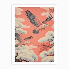 Vintage Japanese Inspired Bird Print Hawk 4 Art Print