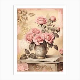 Roses In A Vase Print Art Print