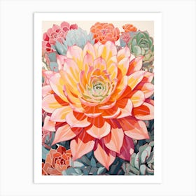 Mexican Style Cactus Illustration Acanthocalycium Cactus 4 Art Print