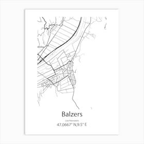 Balzers,Liechtenstein Minimalist Map Art Print